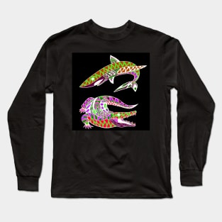 the king shark and the king gator in mandala pattern Long Sleeve T-Shirt